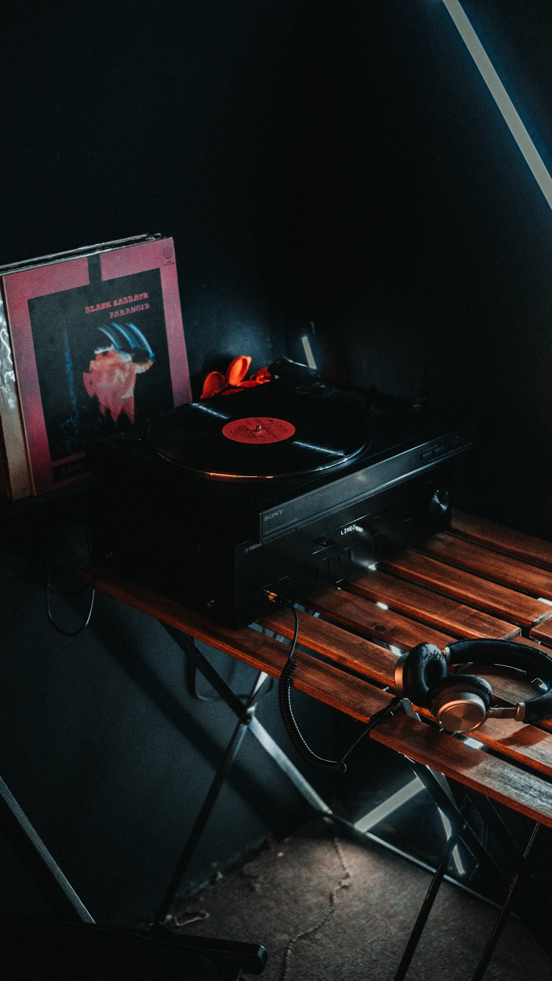 a record player with a record on it
